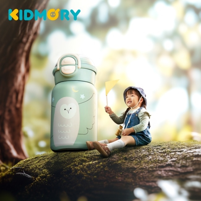 【KIDMORY】有種杯(兒童雙飲不銹鋼保溫杯)-草鴞(綠) KM-152