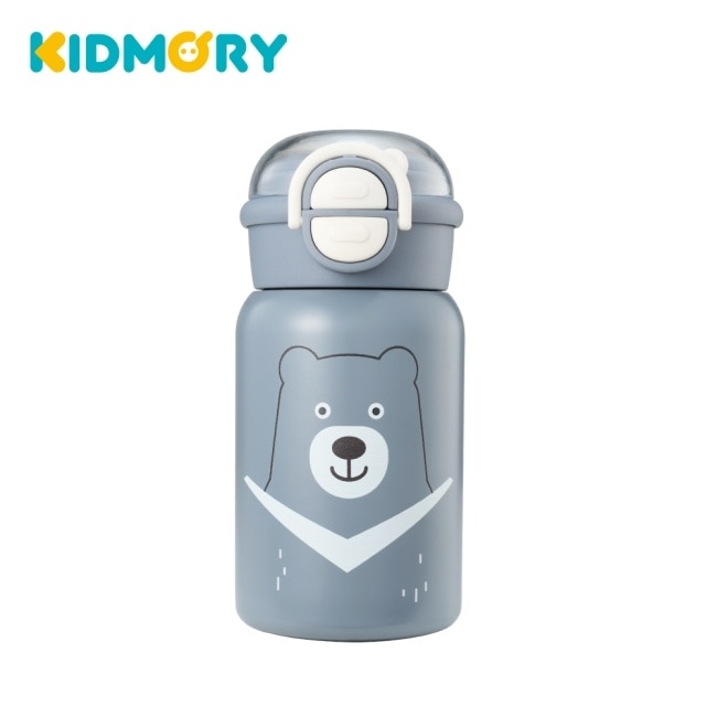 【KIDMORY】有種杯(兒童雙飲不銹鋼保溫杯)-台灣黑熊(灰) KM-152
