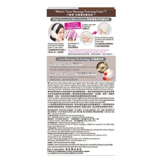 莉婕泡沫染髮劑 巧克力棕色