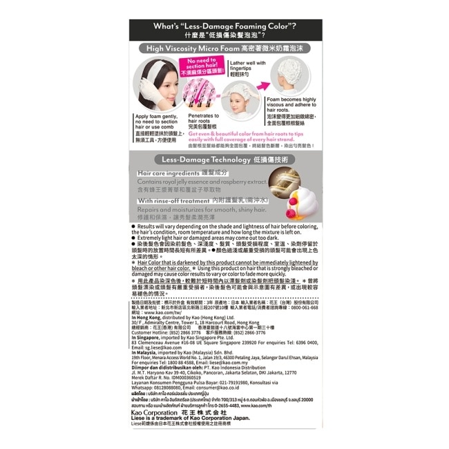 莉婕泡沫染髮劑 自然黑色