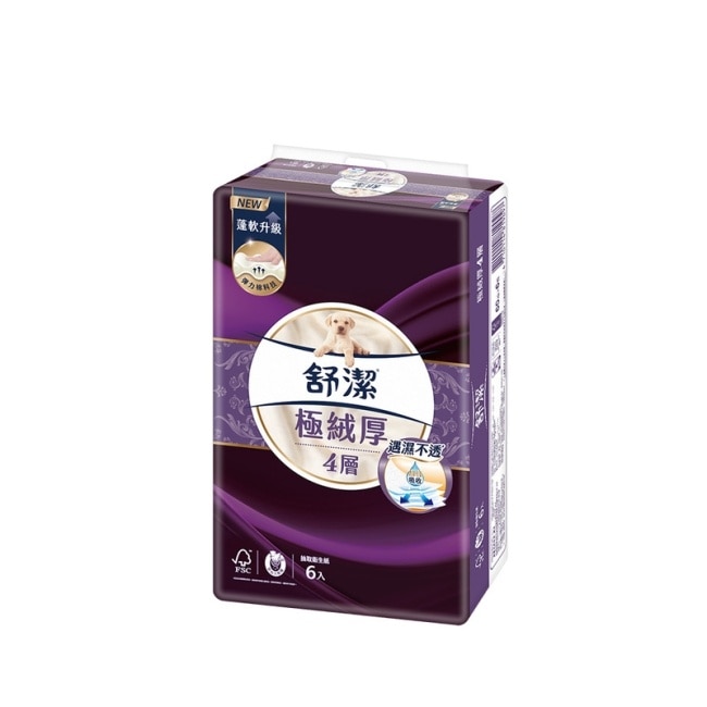 舒潔極絨厚抽取衛生紙60抽6包8串/箱-箱購 image