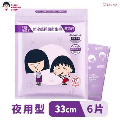MDMMD Mdmmd.新涼感抑菌衛生棉(超涼感)-【櫻桃小丸子】夜用型33cm6片