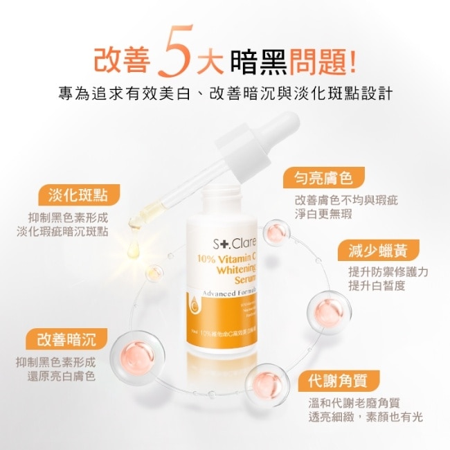 St.Clare聖克萊爾 10維他命C高效美白精華30ml(2入組)