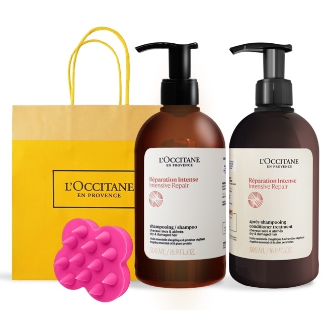 L'OCCITANE 歐舒丹 草本修護洗潤組[洗髮乳+潤髮乳+頭皮按摩刷]-送禮首選-專櫃公司貨