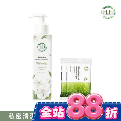 HH - HH私密益生元潔淨露(桑白葉嫩白)+私密濕式衛生紙(蘆薈x2) image