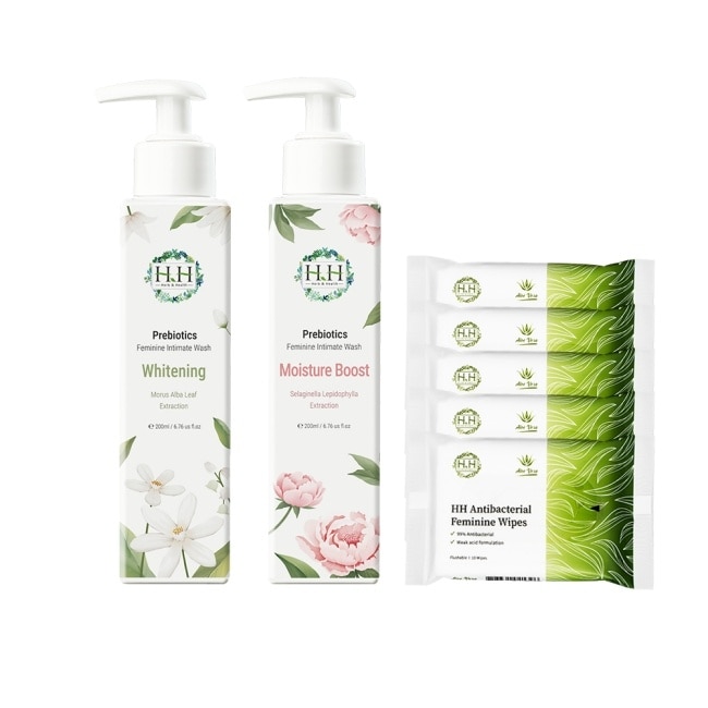 HH私密益生元潔淨露200ml(復活草滋潤+桑白葉嫩白)+私密濕式衛生紙10抽(蘆薈x5)