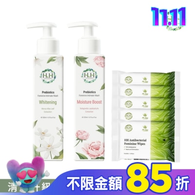HH HH私密益生元潔淨露200ml(復活草滋潤+桑白葉嫩白)+私密濕式衛生紙10抽(蘆薈x5)
