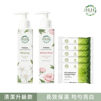 HH HH私密益生元潔淨露200ml(復活草滋潤+桑白葉嫩白)+私密濕式衛生紙10抽(蘆薈x5)