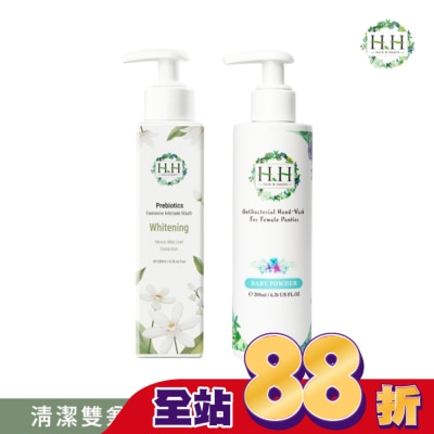 HH HH私密益生元潔淨露200ml(桑白葉嫩白)+私密衣物手洗精200ml(寶貝粉香)