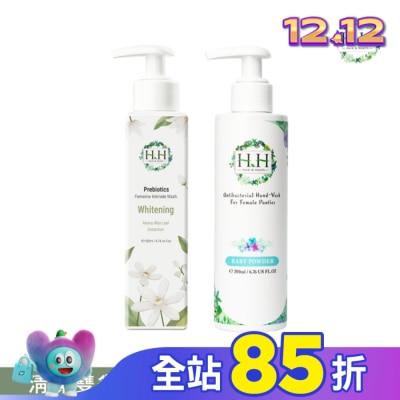 HH HH私密益生元潔淨露200ml(桑白葉嫩白)+私密衣物手洗精200ml(寶貝粉香)