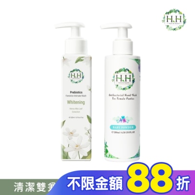 HH HH私密益生元潔淨露200ml(桑白葉嫩白)+私密衣物手洗精200ml(寶貝粉香)