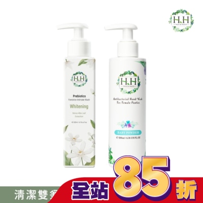 HH HH私密益生元潔淨露200ml(桑白葉嫩白)+私密衣物手洗精200ml(寶貝粉香)