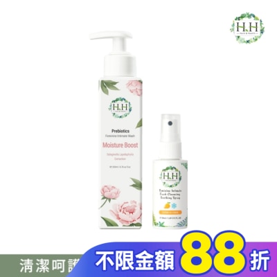 HH HH私密益生元潔淨露200ml(復活草滋潤)+私密舒緩噴霧50ml(柑橘涼感)