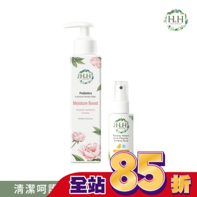 HH HH私密益生元潔淨露200ml(復活草滋潤)+私密舒緩噴霧50ml(柑橘涼感)