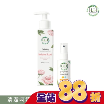 HH HH私密益生元潔淨露200ml(復活草滋潤)+私密舒緩噴霧50ml(柑橘涼感)
