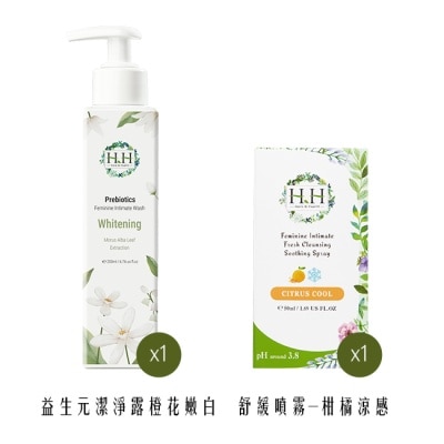 HH HH益生元私密潔淨露x1(橙花嫩白)+HH私密植萃舒緩噴霧x1(柑橘涼感)