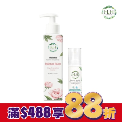 HH HH私密益生元潔淨露200ml(復活草滋潤)+私密經期舒緩噴霧PLUS 30ml(樹影微風)