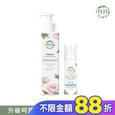 HH HH私密益生元潔淨露200ml(復活草滋潤)+私密經期舒緩噴霧PLUS 30ml(樹影微風)