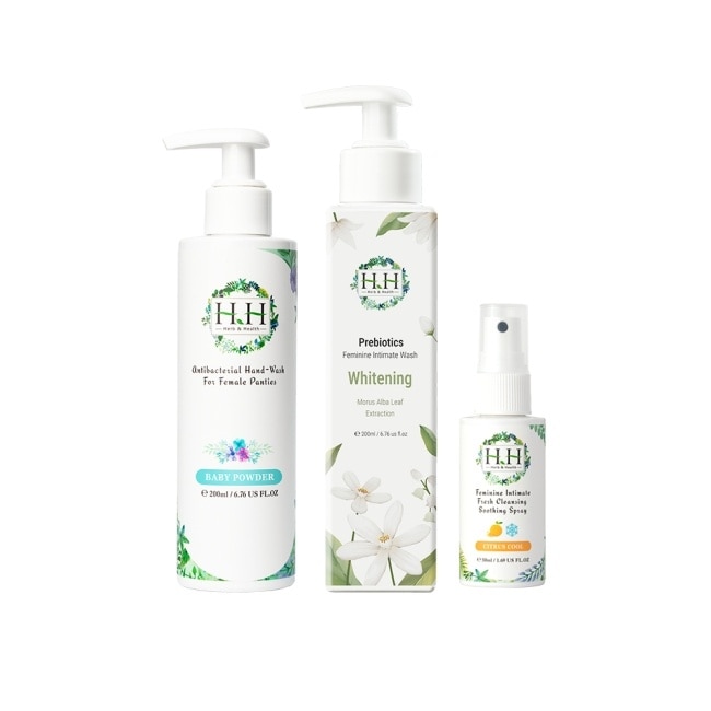 HH私密益生元潔淨露200ml(桑白葉嫩白)+舒緩噴霧50ml(柑橘涼感)+衣物手洗精200ml(寶貝粉香)