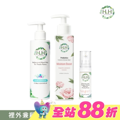 HH - HH私密益生元潔淨露200ml(復活草滋潤)+美白緊緻凝露30g(柑橘)+衣物手洗精200ml(寶貝粉香)
