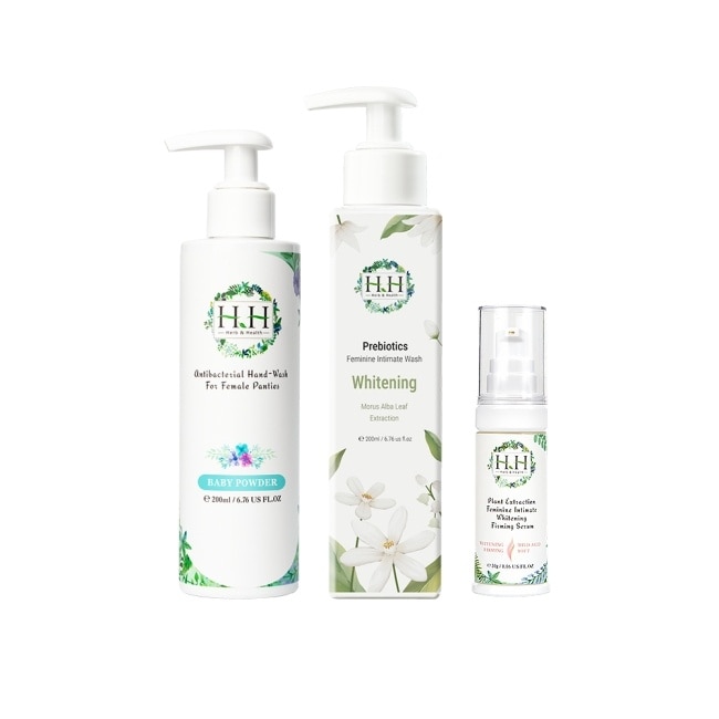 HH私密益生元潔淨露200ml(桑白葉嫩白)+美白緊緻凝露30g(柑橘)+衣物手洗精200ml(寶貝粉香)