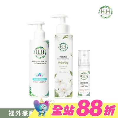 HH - HH私密益生元潔淨露200ml(桑白葉嫩白)+美白緊緻凝露30g(柑橘)+衣物手洗精200ml(寶貝粉香)