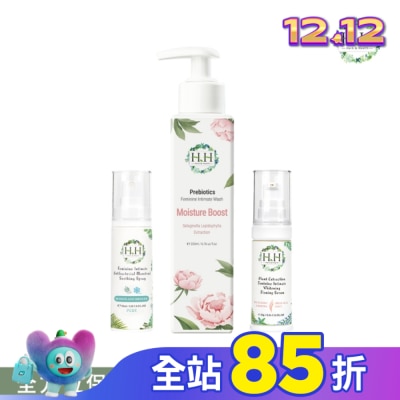 HH HH私密益生元潔淨露200ml(復活草滋潤)+美白緊緻凝露30g(柑橘)+舒緩噴霧PLUS 30ml(樹影微風)