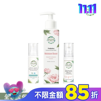HH HH私密益生元潔淨露200ml(復活草滋潤)+美白緊緻凝露30g(柑橘)+舒緩噴霧PLUS 30ml(樹影微風)