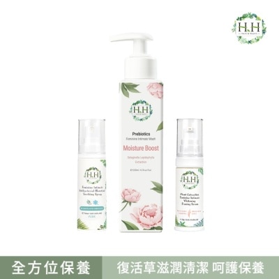 HH HH私密益生元潔淨露200ml(復活草滋潤)+美白緊緻凝露30g(柑橘)+舒緩噴霧PLUS 30ml(樹影微風)