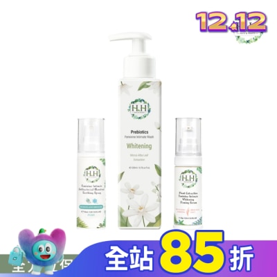 HH HH私密益生元潔淨露200ml(桑白葉嫩白)+美白緊緻凝露30g(柑橘)+舒緩噴霧PLUS 30ml(樹影微風)