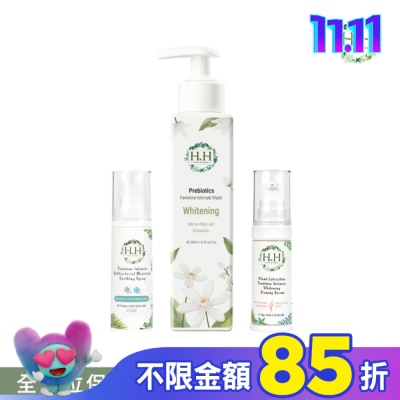HH HH私密益生元潔淨露200ml(桑白葉嫩白)+美白緊緻凝露30g(柑橘)+舒緩噴霧PLUS 30ml(樹影微風)