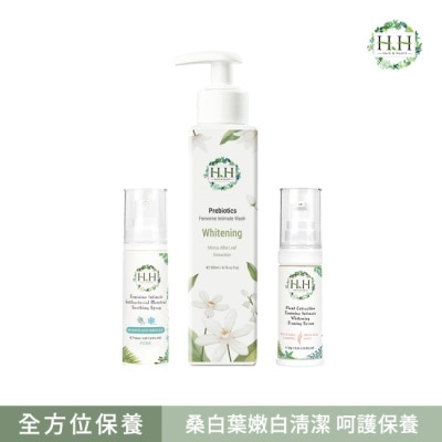 HH HH私密益生元潔淨露200ml(桑白葉嫩白)+美白緊緻凝露30g(柑橘)+舒緩噴霧PLUS 30ml(樹影微風)