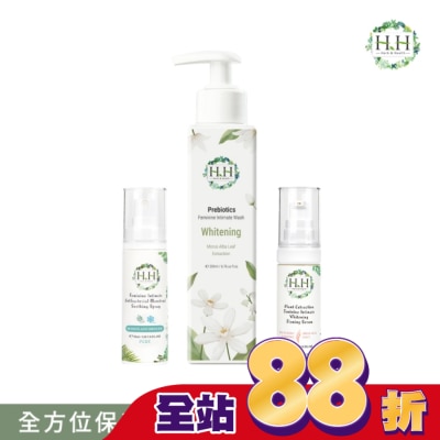 HH HH私密益生元潔淨露200ml(桑白葉嫩白)+美白緊緻凝露30g(柑橘)+舒緩噴霧PLUS 30ml(樹影微風)