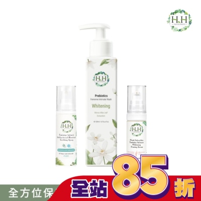 HH HH私密益生元潔淨露200ml(桑白葉嫩白)+美白緊緻凝露30g(柑橘)+舒緩噴霧PLUS 30ml(樹影微風)