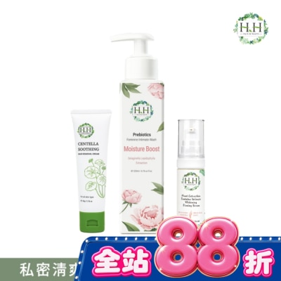 HH - HH私密益生元潔淨露200ml(復活草滋潤)+美白緊緻凝露30g(柑橘)+積雪草淨森零毛霜50g image
