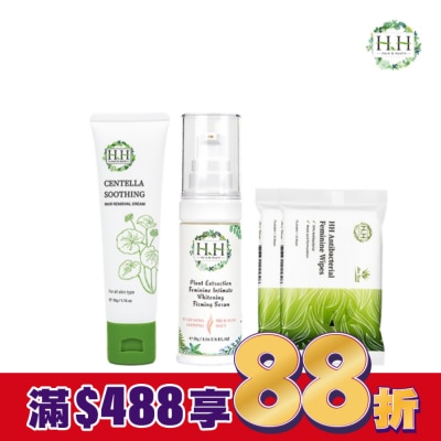 HH HH私密積雪草淨森零毛霜+私密美白緊緻凝露(柑橘)+私密濕式衛生紙(蘆薈x2)