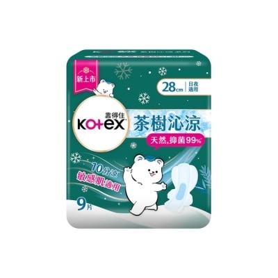 KOTEX靠得住 靠得住茶樹沁涼棉抑菌款28cm9片12入_箱購-箱購