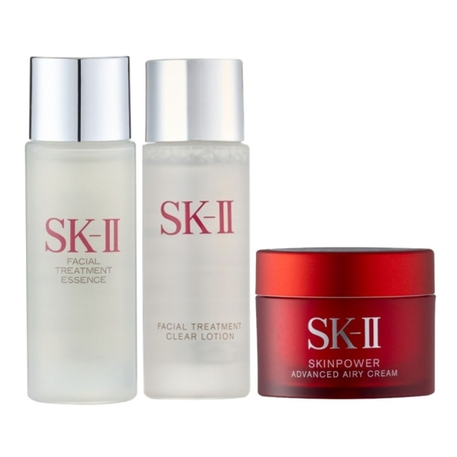 SKII SK-II 青春露30ml+亮採化妝水30ml+致臻肌活能量活膚霜(輕盈版)15g 公司貨