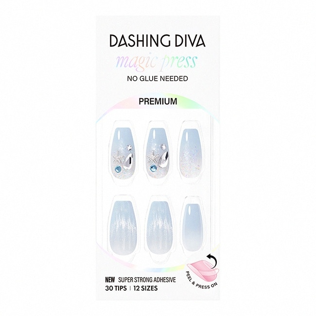 Dashing Diva/P頂級璀燦美甲片-藍海微泡-30片