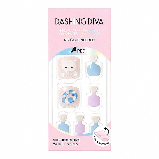 Dashing Diva/M 足部薄型經典美甲片-泳圈小熊-30片