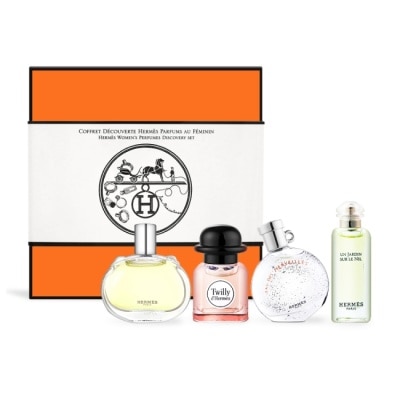 HERMES - HERMES 愛馬仕 小香禮盒四入組[絲巾+尼羅河花園+橘彩星光+巴赫尼](7.5mlX4)-國際航空版