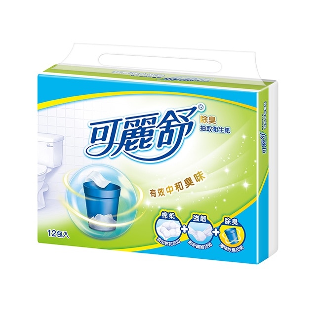 【可麗舒】除臭抽取衛生紙100抽12包x6串/箱-箱購