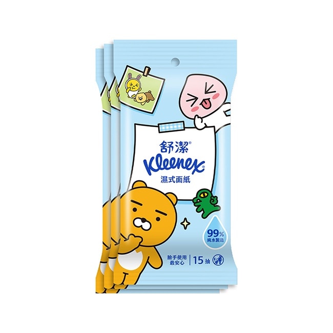 舒潔 濕式面紙-純水濕巾15抽3包x14串/箱-箱購