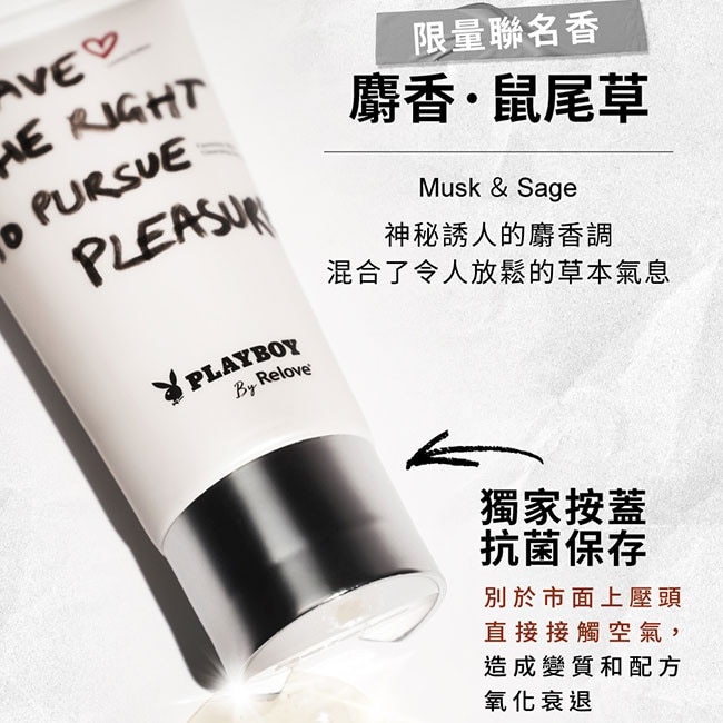 Relove胺基酸私密潔淨凝露120mlx1入(PLAYBOY麝香鼠尾草)