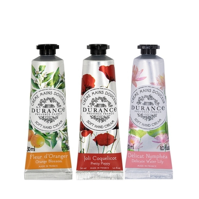 DURANCE朵昂思 花漾護手霜(30ml)X3-睡蓮+罌粟花+橙花-專櫃公司貨