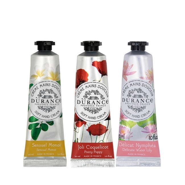 DURANCE朵昂思 花漾護手霜(30ml)X3-睡蓮+罌粟花+梔子花-專櫃公司貨