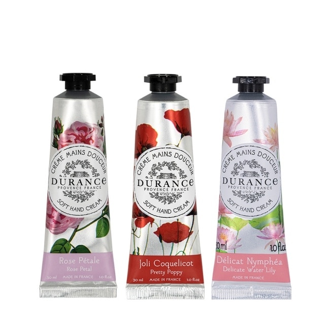 DURANCE朵昂思 花漾護手霜(30ml)X3-睡蓮+罌粟花+玫瑰-專櫃公司貨