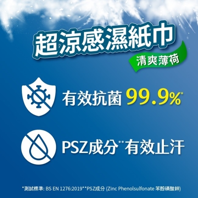 屈臣氏超涼感抗菌濕巾30片-清爽薄荷(身體用) image