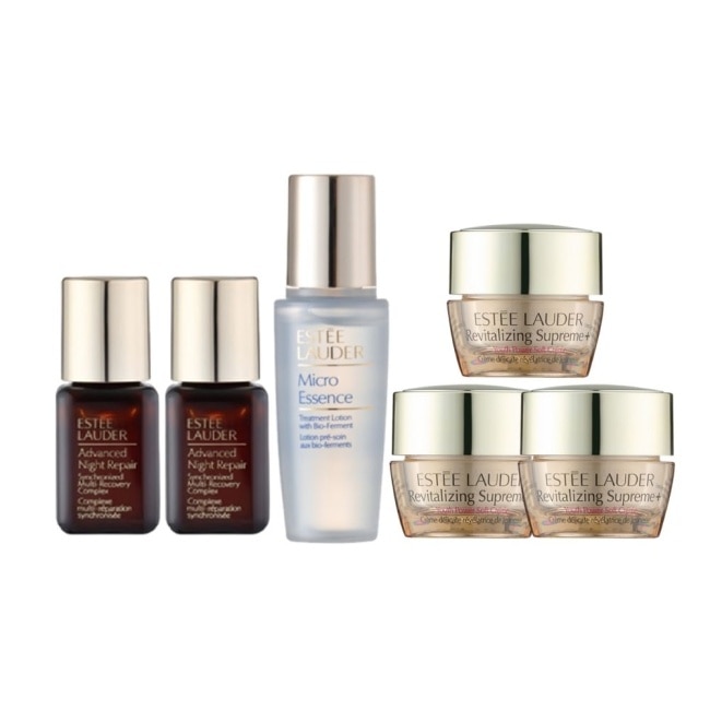 【ESTEE LAUDER 雅詩蘭黛】小金三角旅行組(小棕瓶7mlx2+原生露15ml+膠原霜5mlx3) 公司貨