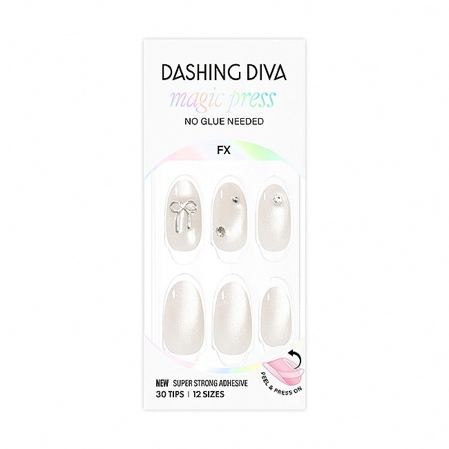 Dashing Diva/F時尚潮流美甲片-奶霧緞帶-30片